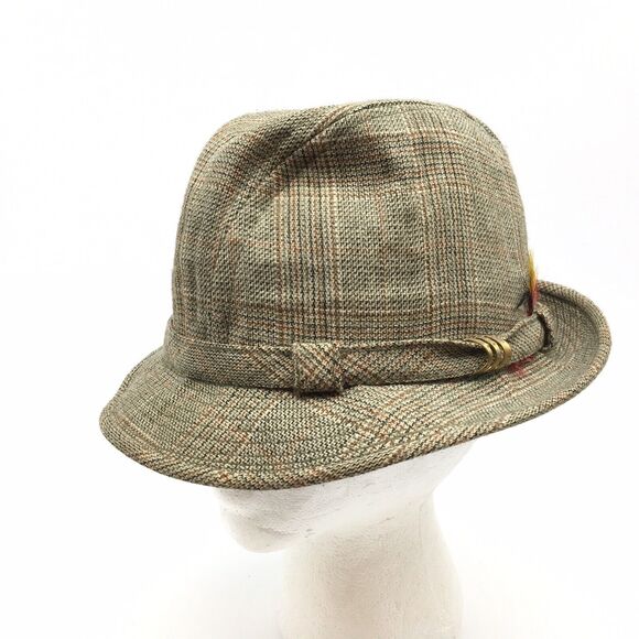 Vintage Andhurst Mens  Wool Tweed Fedora Hat Tan Mens Size 7 Country Gentleman - Picture 1 of 7